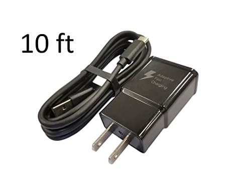 Fast Charger for Samsung Galaxy S9 S9+ S8 S8+ Note 8 9 + 10 Foot Type C USB-C Data Charging Cable - Black QuickCharge 2.0