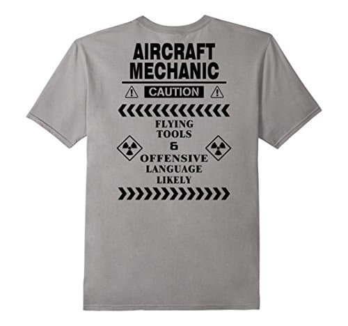 Men's Aircraft Mechanic, Caution Flying Tools &amp; Offensive Language XL Slate
