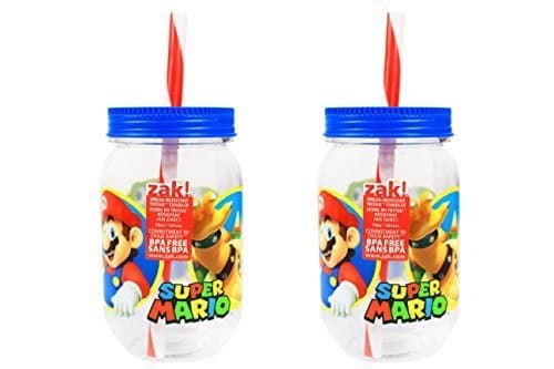 Nintendo Super Mario Mason Jar Reusable Cups (19 OZ)(2 Pack)