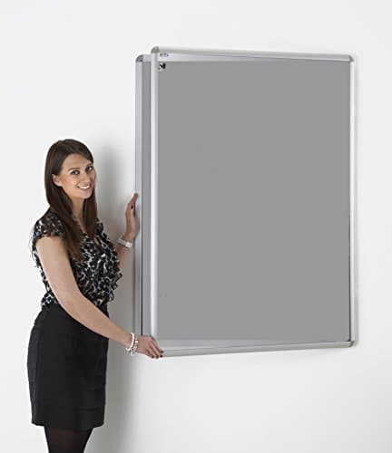 Fire Rated Lockable Notice Board Grey (90cm x 120cm)