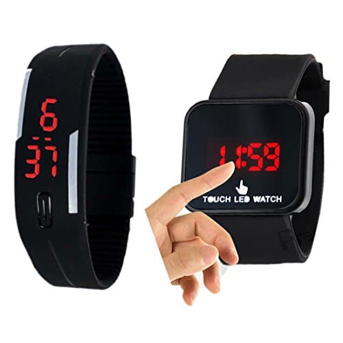 VITREND (R-TM) New Silicon Black & Square Touch Digital Combo Watches for Boys & Girls (Random Colors Will Be Sent)