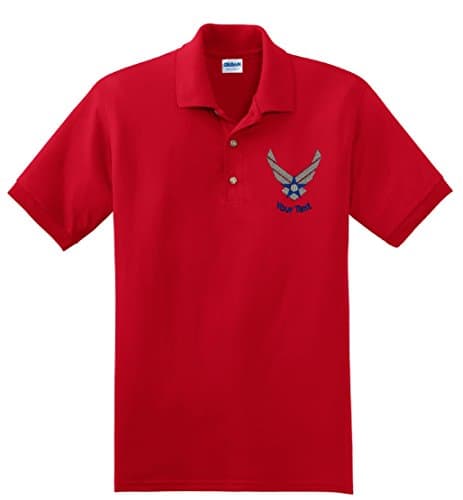 Personalized Custom Embroidered Air Force Chevron Logo Design on Polo Shirt, mens x-large, red
