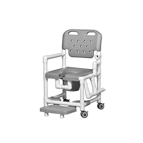 Elite Shower Chair Commode with Footrest &amp; Left Arm Drop Gray
