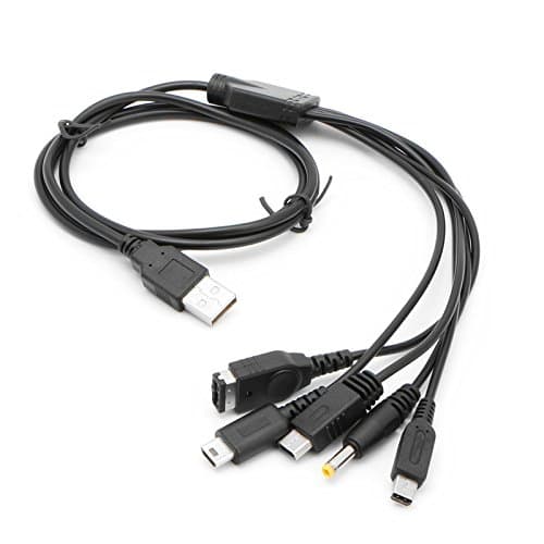 USB Charging Cable for Nintendo GBA SP WII U 3DS NDSL XL DSI PSP 5 in 1 cable