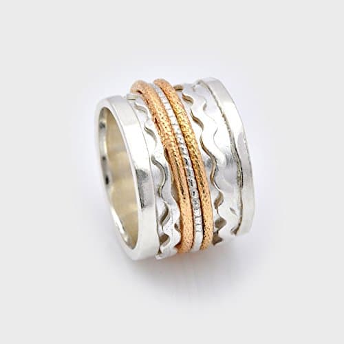 Large Sterling Silver and Gold filled Ropes Spinner ring Silver sizes 6 to 9