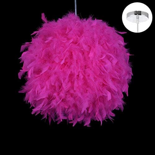 Feather Ceiling Light, E27 Floor Mount Modern Chandelier | Romantic Pendant Feather Lampshade | with Metal Base | for Dining Room Living Room Bedroom(Type 1,Rose Red)