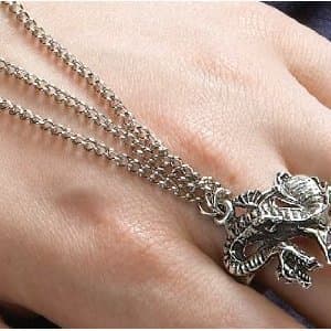 medieval dragon bracelet with gothic ring 3 chains New (shipping to canada)