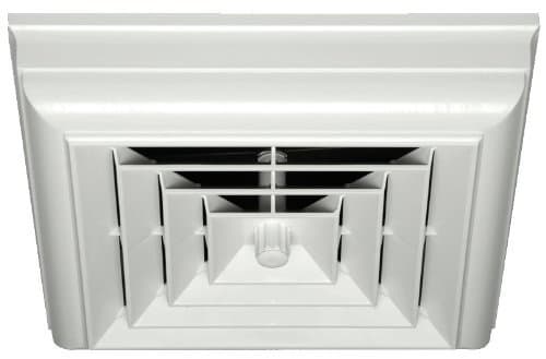 Havaco Quick ConnectHT-CCG6B-S1D White Square Capital Crown Ceiling Diffuser and 6 in. Boot with Rotary Damper