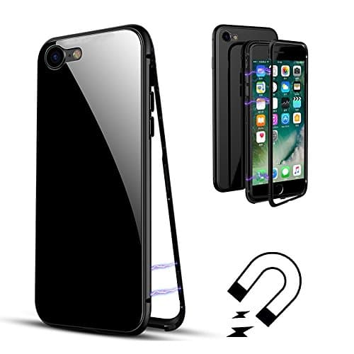 Laxus iPhone X Case, Full Body Slim Fit Ultra-Thin Case Lightweight, [Magnetic Flip Cover ] [Metal Frame] [Clear Tempered Glass Back] [Support Wireless Charging] for iPhone X