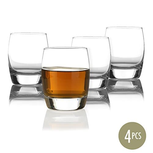 Tequila Shot Glass – 4 Pack Outstanding 9 Oz Old-Fashioned Elegance Crystal Tequila Scotch Whiskey Wine Glass | Thick Crystalline Glass with Impeccable Shape and Improves Aroma | Easy to Swirl | 178.3