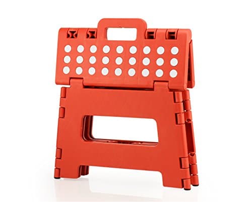 StepSafe Non Slip Folding Step Stool for Kids and Adults with Handle- 9" in Height, Holds up to 300 Lb! (red)