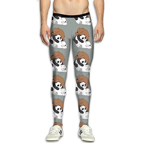 EWUYBZ Men's Compression Pants Baselayer Running Tights Sleeping Bare Bears 3D Print Fitness Sports Leggings