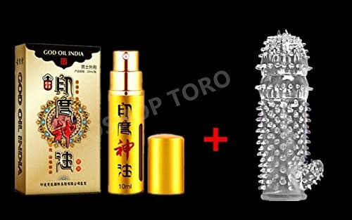 Gold Indian God Men Delay Spray Virility Premature Ejaculation Prolong Sex AID + Spike Dotted Reusable Condoms