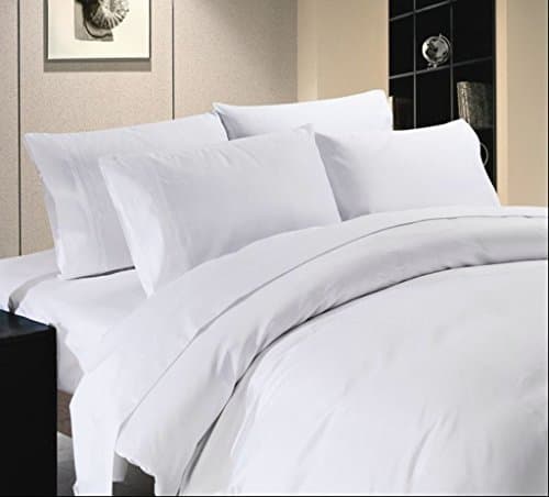 Hotel Luxury 3pc Duvet Set-500 Thread Count Egyptian Quality Soft Top Quality Premium Expanded/Olympic Queen Size White SOLID