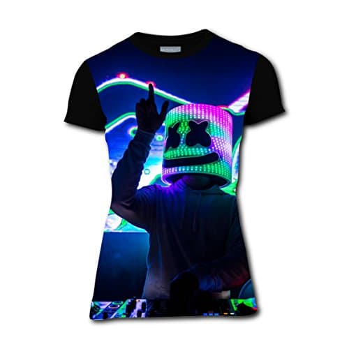 HELLOSHAO123 Marshmello DJ Womens Slim Tshirt 3D Printed Tees Top Gifts M