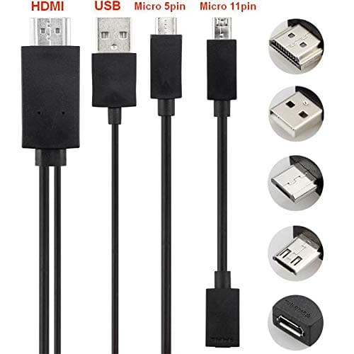 Micro USB to HDMI Cable 6.5FT,MHL to HDMI for All Android cellphones,Samsung Galaxy S2,S3,S5,Note 2,Note 4,Nexus,Note 5.3”,HTC,LG,Huawei,ZTE,Meizu,Oppo,Sharp,Acer,Sony,NEC & More (Black)