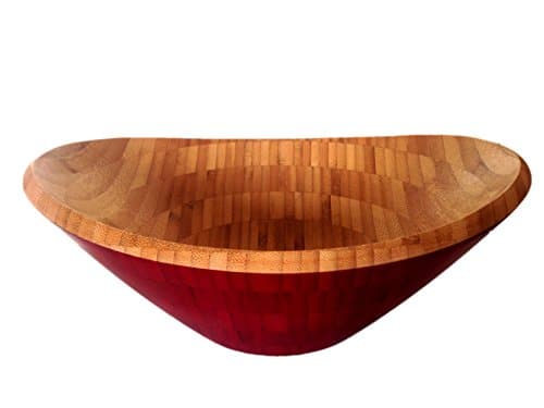 12 Inch Colored Large Bamboo Serving Fruit & Salad Bowl (Red)