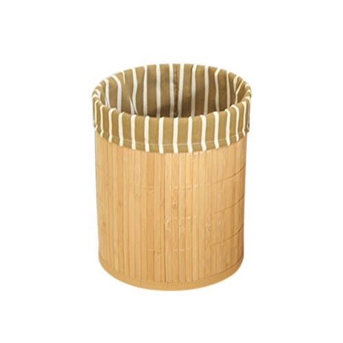 Waroomss Creative Natural Bamboo Rubbish Bin Round Eco-Friendly Bamboo Bathroom Eco-Friendly Office Home Bathroom Accessories, Bande, 22*27cm