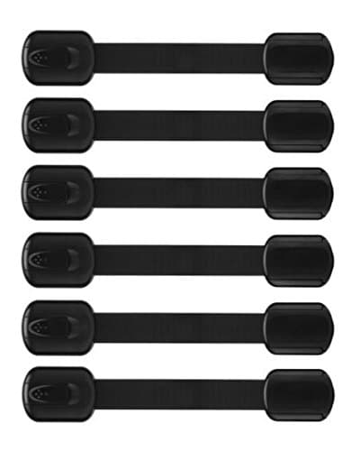 Adjustable Locks for Child Safety | Deluxe: Extra 3M Adhesive to Childproof 6 Pack (black)