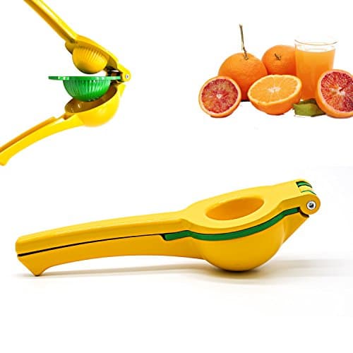 Lemon Lime Squeezer - 2 in 1 Manual Citrus Press Juicer / Handheld Aluminum Juicer for Kitchen & Bar (Yellow and Green)