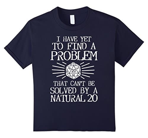 Kids Problem Solved Natural 20 T-Shirt. Board Game RPG Role Play 12 Navy