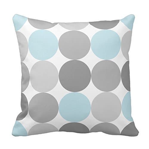 Fashionable Printed Patterned Durable Cotton Pillowcase Light Blue And Gray Polka Dots Pattern Square Decorative Cotton Throw Pillow Case Cushion Cover Zippered Two Sides