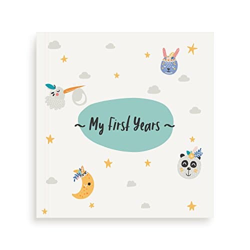Mae KIDS First 5 Years Baby Memory Book, Clean-Touch Ink Pad & 12 Milestone Stickers – Large Album for Recording your Babies Photo’s & Memories – Perfect Baby Shower Keepsake Gift for Boy or Girl