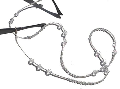 Alily 1 Pack White Eyeglass Chain Beaded Sunglasses Strap and Cords