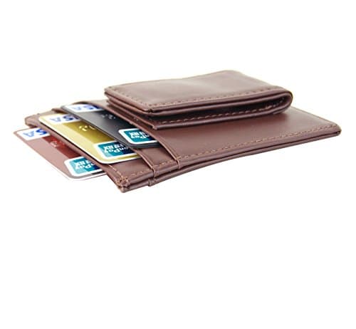 RFID Blocking Leather Money Clip front pocket wallet with magnet clip and card ID Case