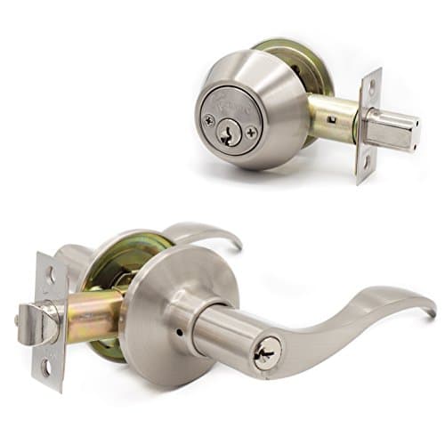 Premium Combo Lockset with Lever – Double Sided Deadbolt – Satin Nickel