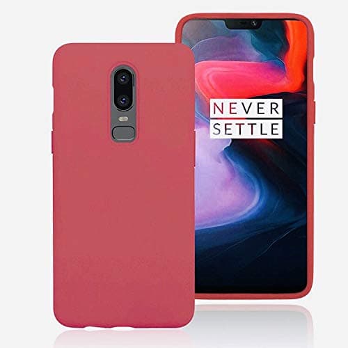Goalada] Silicone Case Compatible with OnePlus 6, Liquid Silicone Gel Rubber Case, Soft Microfiber Cloth Lining Cushion, Full Body Protection Shockproof Cover Case (Rose Red)