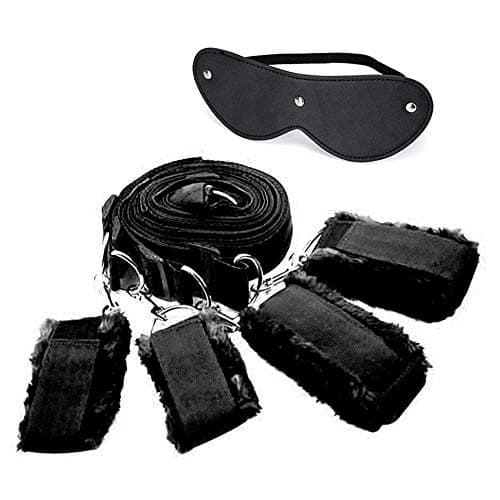 FriskyNite™ Premium Bed Restraint System Kit Medical Grade Strap with Soft Furry Comfortable Wrist and Ankle Straps
