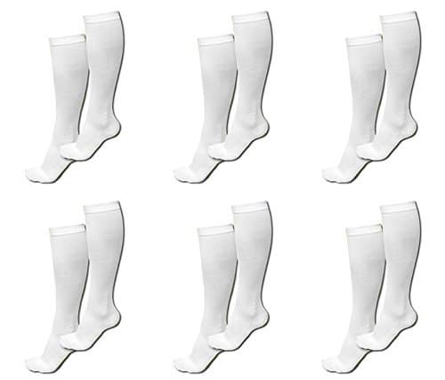 6 Pairs TASOM Compression Socks Over the Calf Below Knee Anti Fatigue Antimicrobial Sock Stockings For Men Woman Foot Feet Ankle Heel Pain Ache Swelling Relief - 6 Pairs White LG/XL by TAS ONLINE MALL