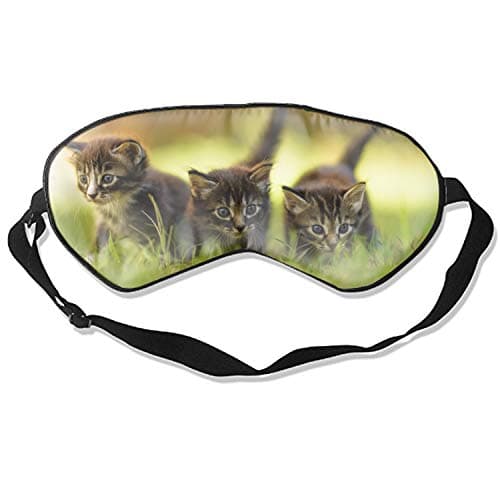 Sleeping Eyeshade Kittens Grass Three Walking Eye Mask Blindfold Cover Sleep Blinder for Men and Women
