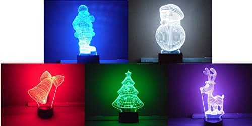 Mansa Lighting, “Christmas” Themed 5 Plate 3D LED Optical Illusion Projection Novelty Light Gift Pack