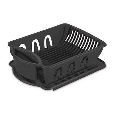 2pc Sink Set Dish Rack Drainer Kitchen Storage Organization Flatware Holder - Black