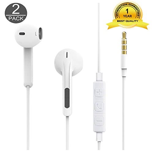 2 Pack Wired Earbuds,Glotron iPhone Headphones With Microphone Stereo In-Ear Wired Earphones with Mic and Remote Control for iPhone 6s 6 Plus 5s 5 4s 4 SE 5C iPad iPod 7 8 7s IOS S8 7 6 Note 1 2 3