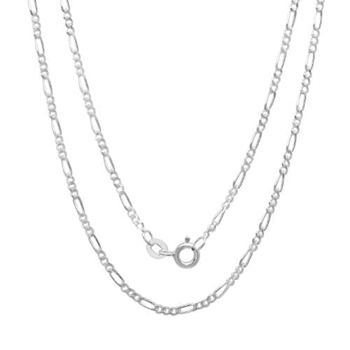 Sterling Silver 2 mm Diamond-Cut Figaro Chain (16-24)