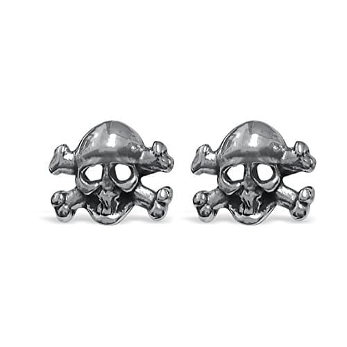 Sterling Silver .925 Skull and Bone Stud Earrings
