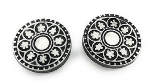 Button Covers Cufflink Mossaic ,Vintage Black / White Design •Vintage Button Clips -1 Pair - The Alternative to Cufflinks For Regular Shirts