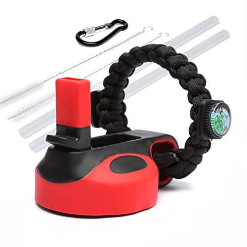 MOCE Straw Lid/Cap for Hydro Flask 12oz - 64oz Wide Mouth Sports Water Bottles (Red/Black)