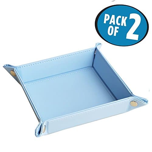 Key Phone Coin Box Valet Tray Change Bedside Storage Box Candy Plate--2 PCS (Blue)