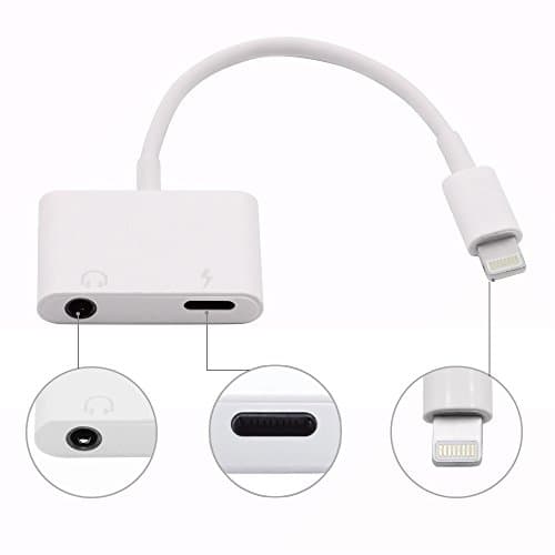 Charm sonic iPhone 7 Lightning to 3.5mm Headphone Adapter,Charge Adapter, Earphone Adapter 2 in 1 with Lightning Charging Port for iPhone 7, iPhone 7 Plus.(DO NOT SUPPORT 10.3)
