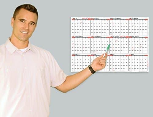 Paper - 24" x 17" Medium 2018-2019 Yearly Academic Wall Calendar - Horizontal Planner (P-18-19h-2417)