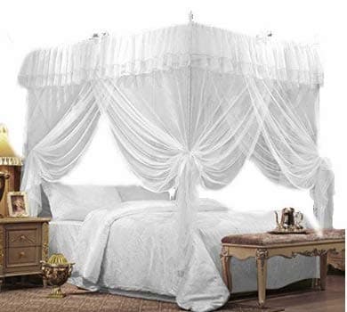 JOYLIFE 4 Corners Post Curtain Bed Canopy Bed Frame Canopies Net,Bedroom Decoration Accessories (King)