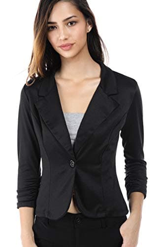 Women's Slim Fit One Button Office Knit Blazer Jacket,Made in USA Except for Striped Jacket (Small-3XL)