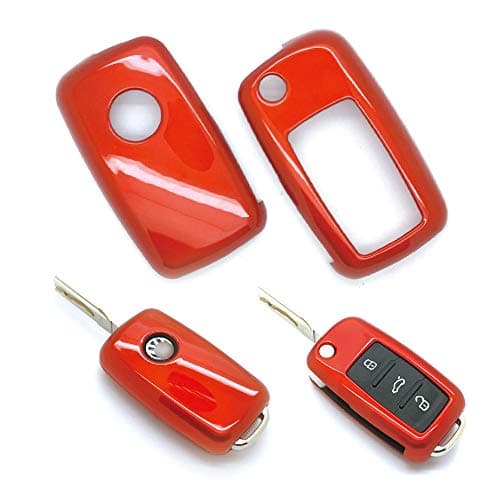 carmonmon Plastic Remote Smart Key Fob Shell Cover Case Bag Holder Cover For VW Beetle Passat Tiguan Touran Jetta MK1-MK6 Golf GTI/Rabbit/R/MK6/MK5 (Red)