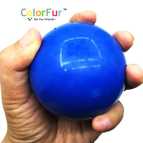 ColorFur - Hard Bouncy Solid Ball for Medium and Large Dogs,Chew Resistant Natural Rubber, 2.8inch,10.1oz (L) (Blue)