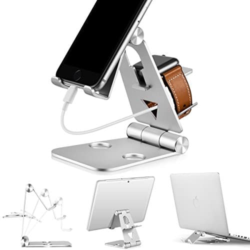 3 in 1 Phone Stand | Foldable Cell Phone Stands | for Apple Watch Stand | Portable Phone Holder Stand | Desktop Charging Dock | Cradle/Mount for iWatch iPhoneX, 8 7 6s Plus 6s c, Android by Tensteed