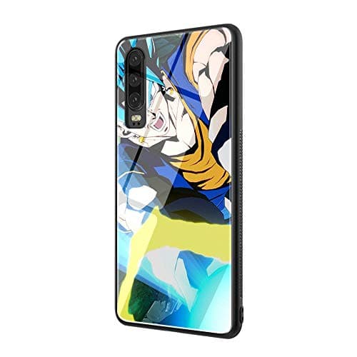 DEPING DP-20 Dragon Ball Z Case,Tempered Glass Back Cover and Soft Silicone Border Anti Scratch Bumper Design for Huawei P30 Lite Protective Case